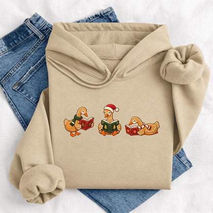 Gingerbread Ducks Reading Softstyle Hoodie | Christmas Gift Sand