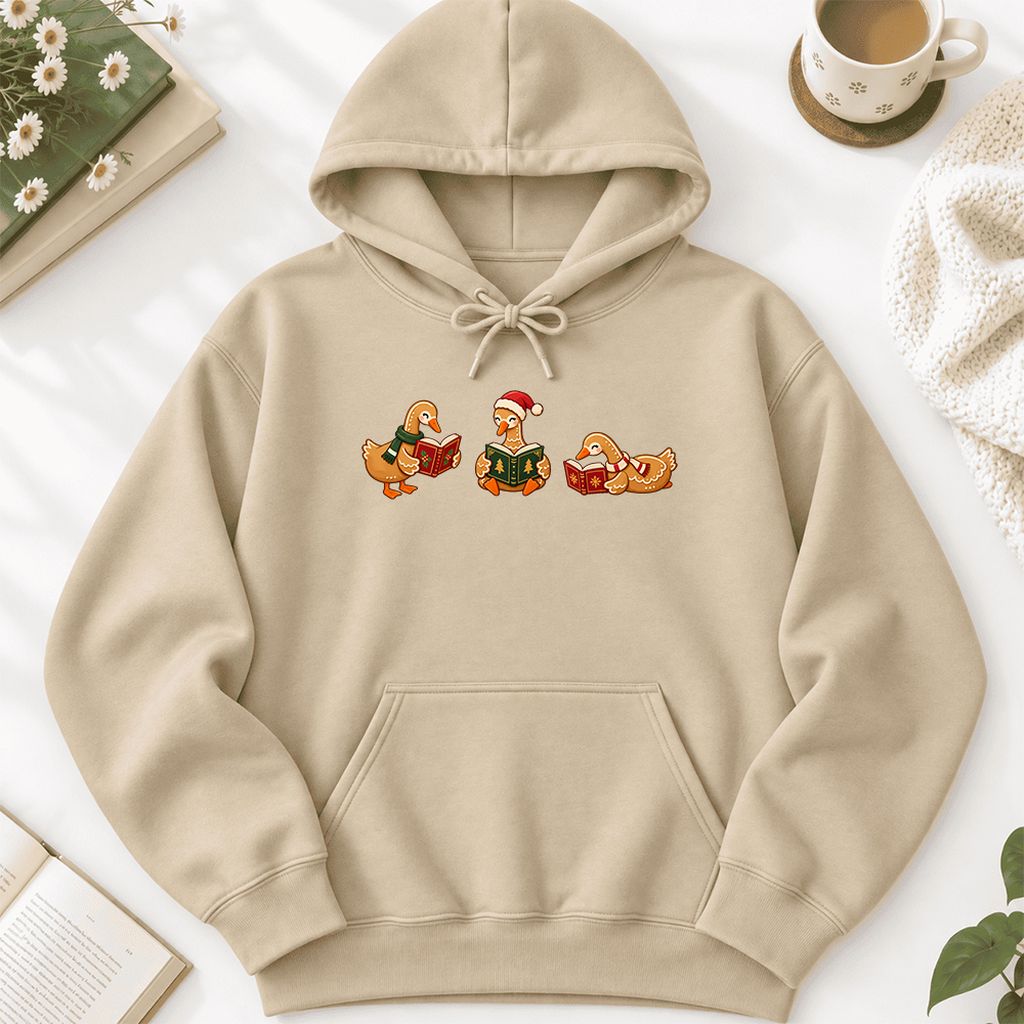 Gingerbread Ducks Reading Softstyle Hoodie | Christmas Gift Sand