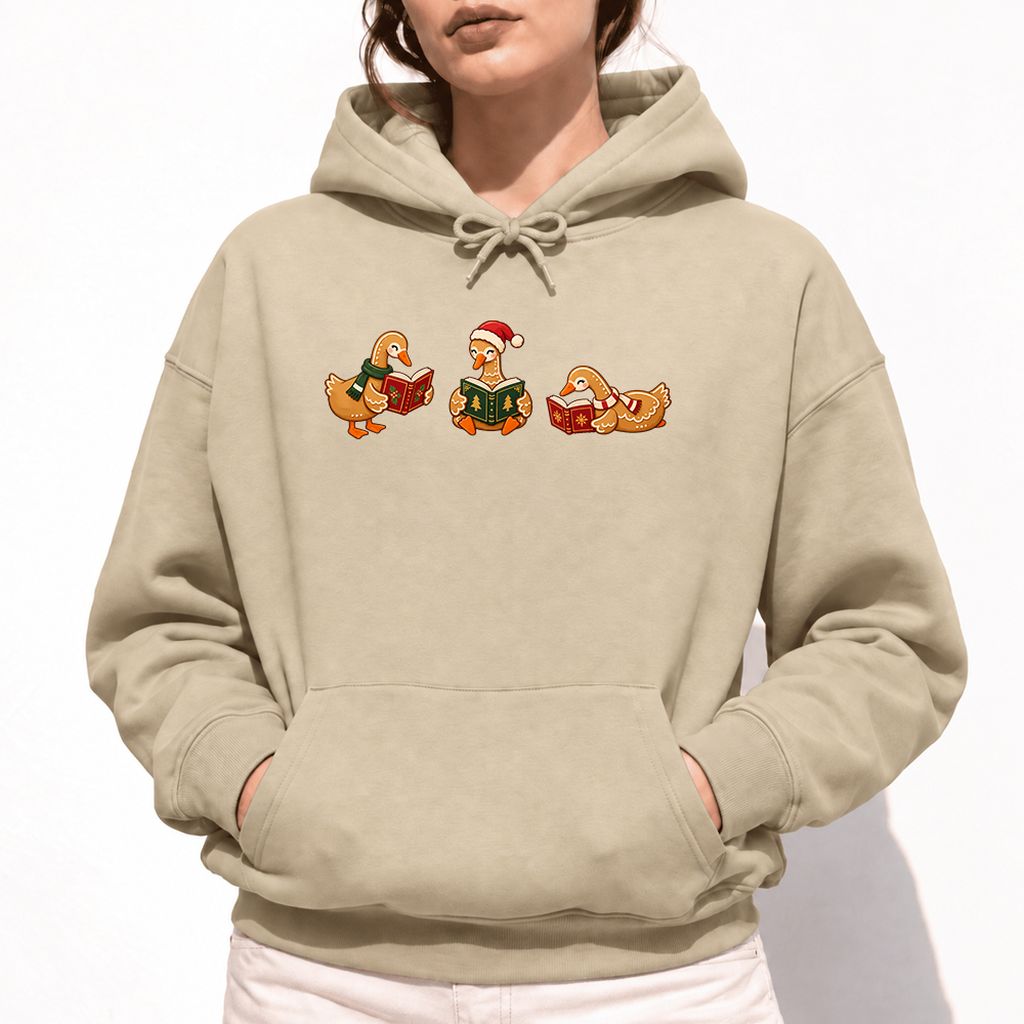 Gingerbread Ducks Reading Softstyle Hoodie | Christmas Gift Sand