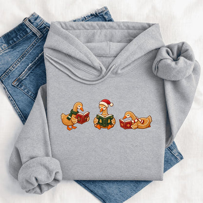 Gingerbread Ducks Reading Softstyle Hoodie | Christmas Gift Sport Grey