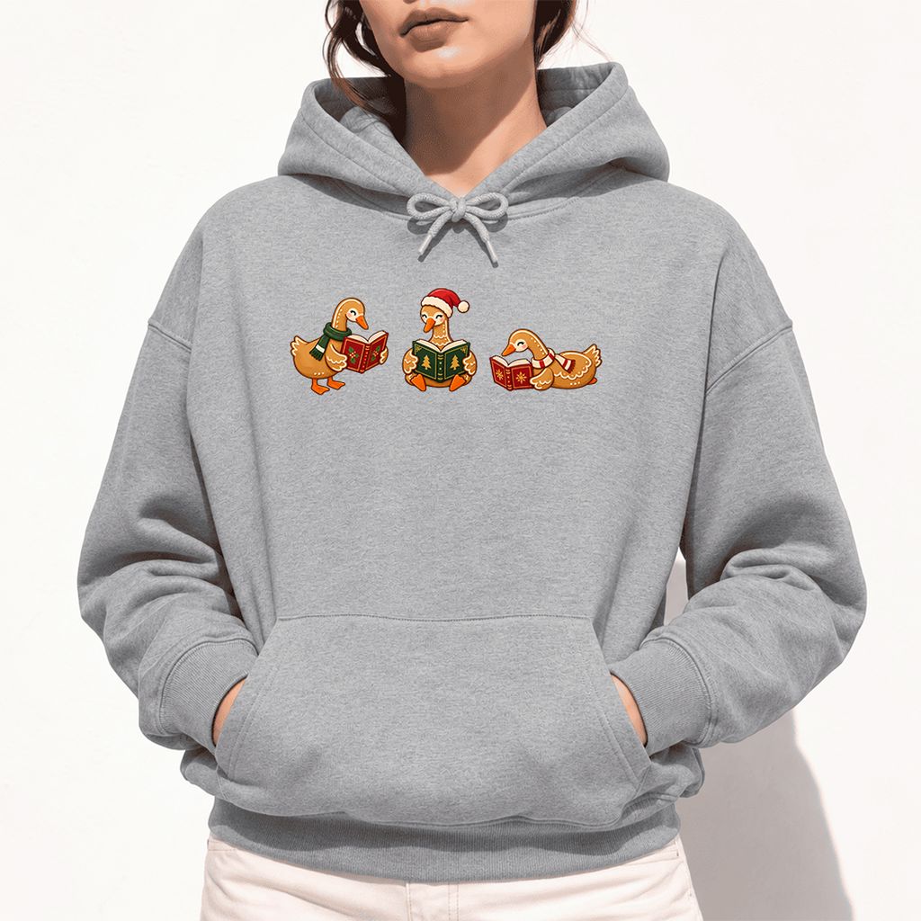 Gingerbread Ducks Reading Softstyle Hoodie | Christmas Gift Sport Grey