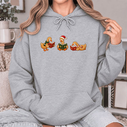 Gingerbread Ducks Reading Softstyle Hoodie | Christmas Gift Sport Grey