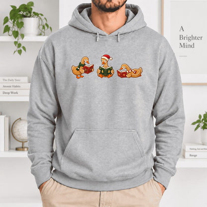 Gingerbread Ducks Reading Softstyle Hoodie | Christmas Gift Sport Grey