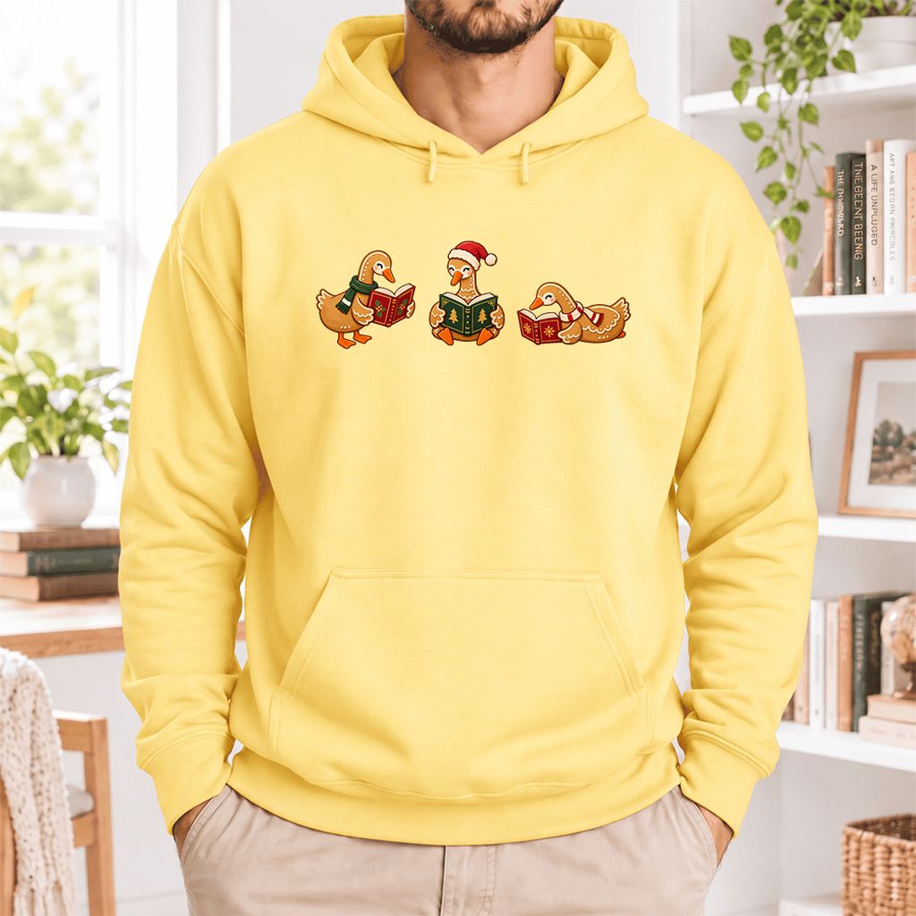Gingerbread Ducks Reading Softstyle Hoodie | Christmas Gift Yellow Haze