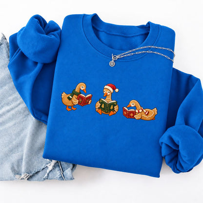 Gingerbread Ducks Reading Softstyle Sweatshirt | Christmas Gift Royal