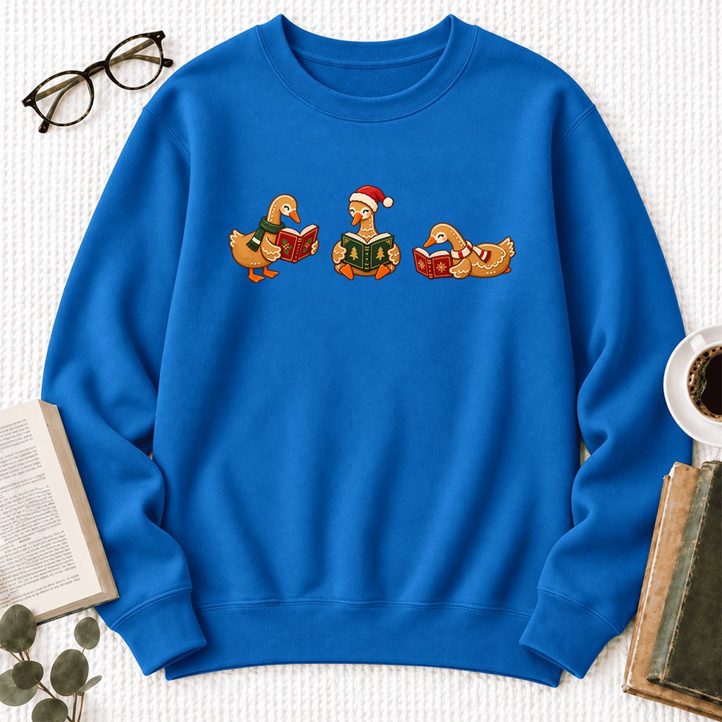 Gingerbread Ducks Reading Softstyle Sweatshirt | Christmas Gift Royal