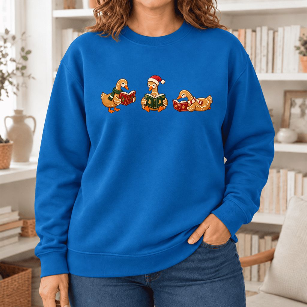 Gingerbread Ducks Reading Softstyle Sweatshirt | Christmas Gift Royal