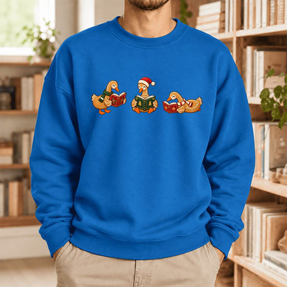 Gingerbread Ducks Reading Softstyle Sweatshirt | Christmas Gift Royal