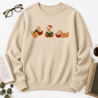 Gingerbread Ducks Reading Softstyle Sweatshirt | Christmas Gift Sand