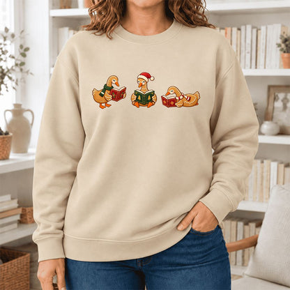 Gingerbread Ducks Reading Softstyle Sweatshirt | Christmas Gift Sand