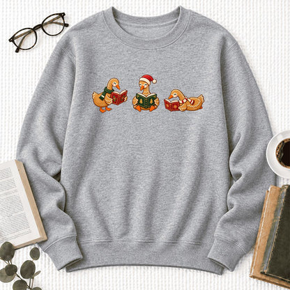 Gingerbread Ducks Reading Softstyle Sweatshirt | Christmas Gift Sport Grey