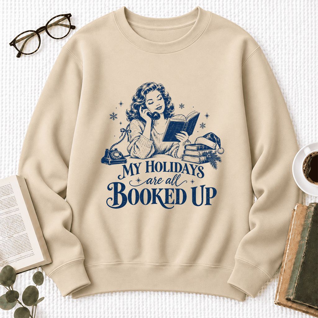 My Holidays Are All Booked Up Softstyle Sweatshirt | Christmas Book Lover Gift Sand