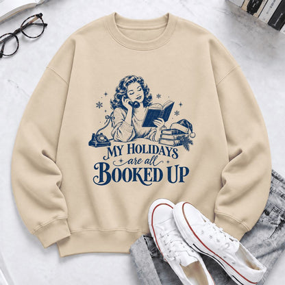 My Holidays Are All Booked Up Softstyle Sweatshirt | Christmas Book Lover Gift Sand