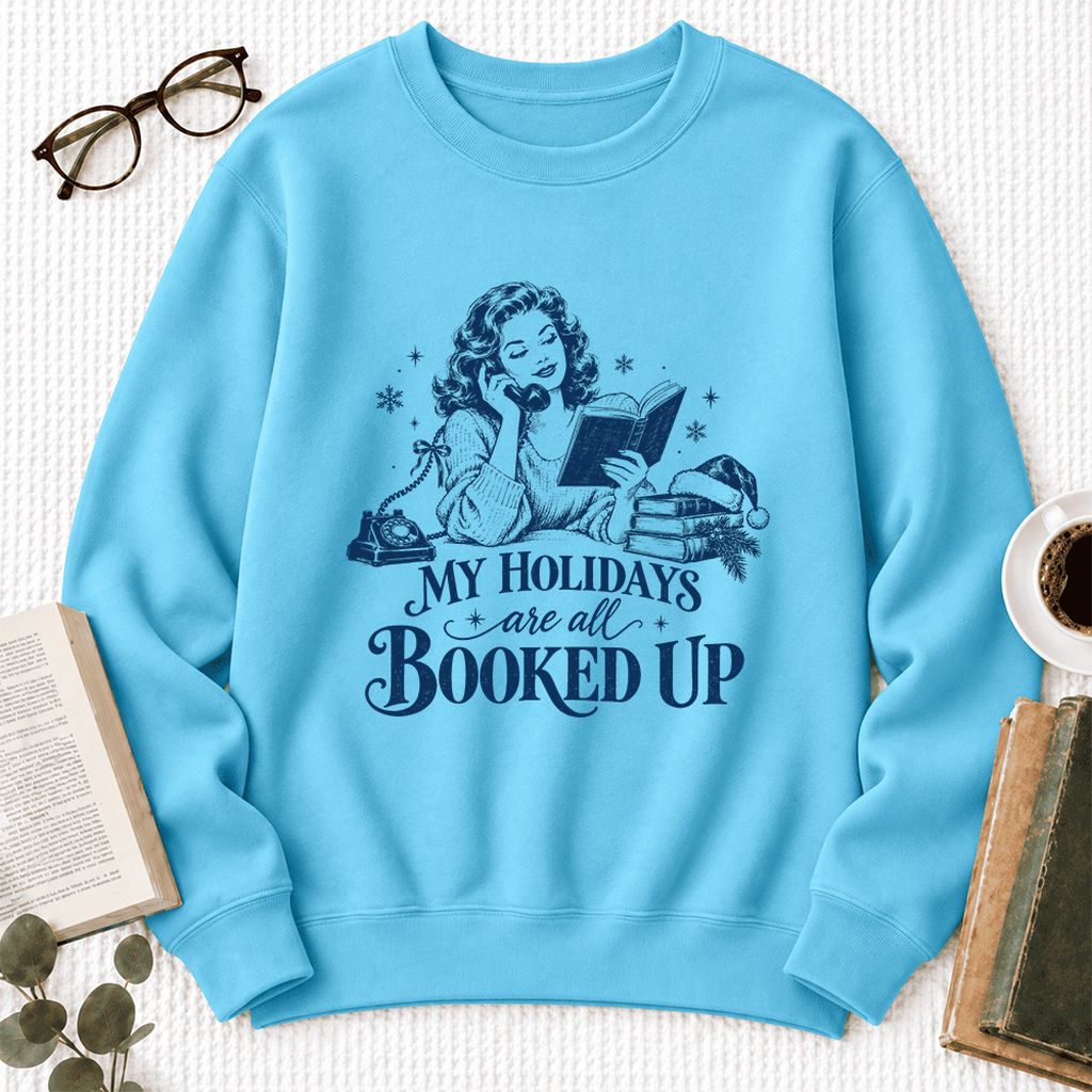 My Holidays Are All Booked Up Softstyle Sweatshirt | Christmas Book Lover Gift Sky