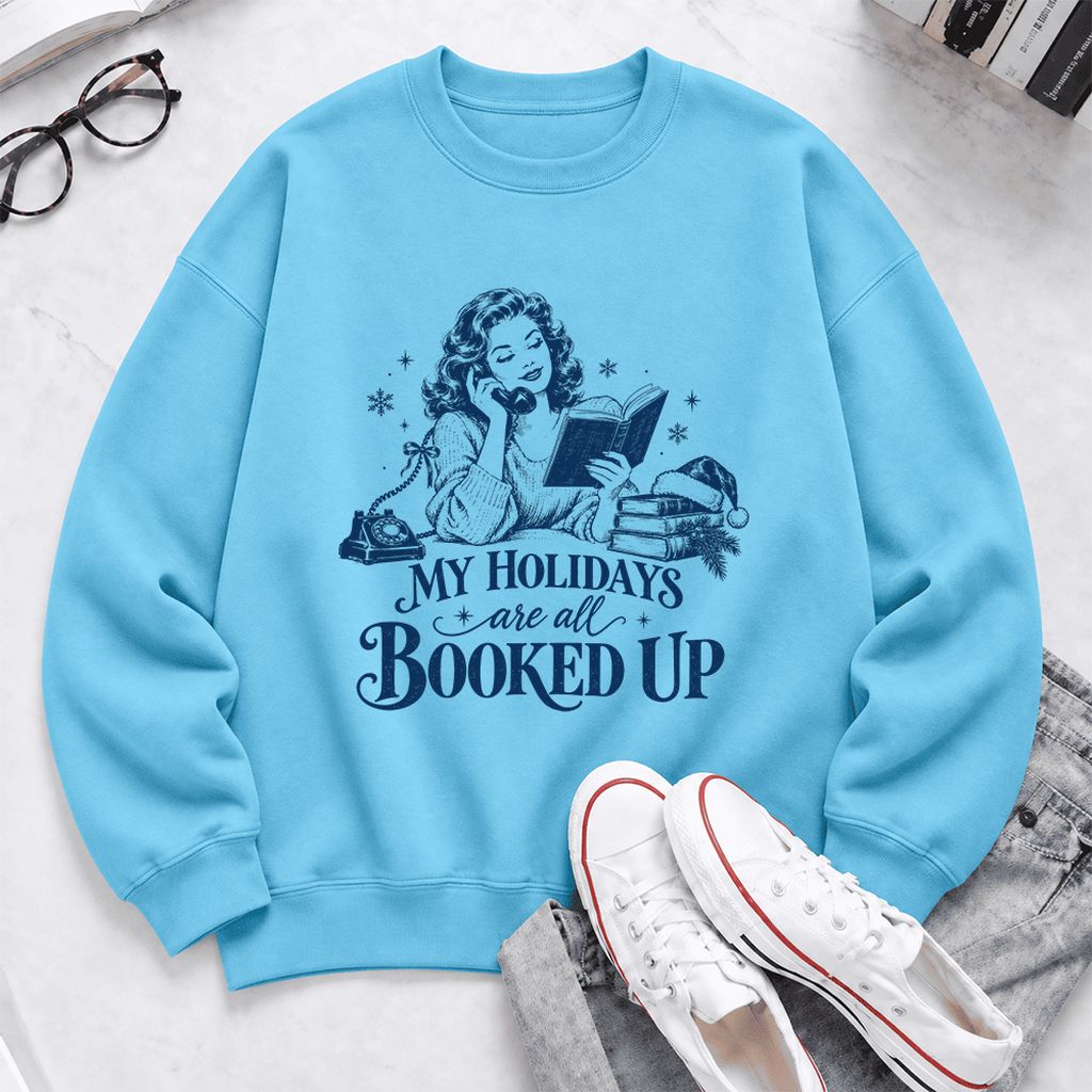 My Holidays Are All Booked Up Softstyle Sweatshirt | Christmas Book Lover Gift Sky