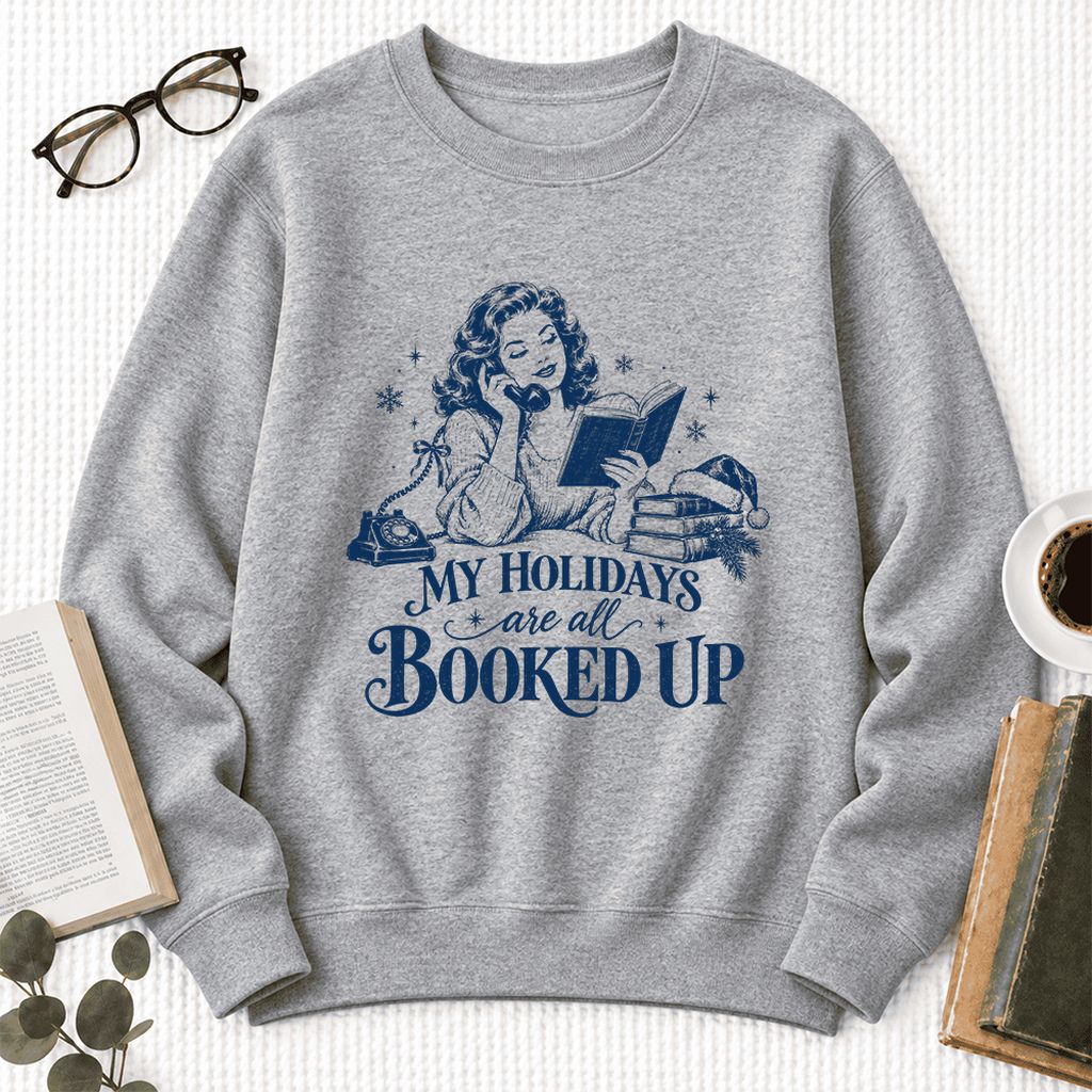 My Holidays Are All Booked Up Softstyle Sweatshirt | Christmas Book Lover Gift Sport Grey