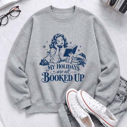 My Holidays Are All Booked Up Softstyle Sweatshirt | Christmas Book Lover Gift Sport Grey