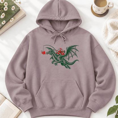 Santa Riding Green Dragon Softstyle Hoodie | Christmas Fantasy Reader Gift Paragon