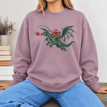 Santa Riding Green Dragon Softstyle Sweatshirt | Christmas Fantasy Reader Gift Paragon