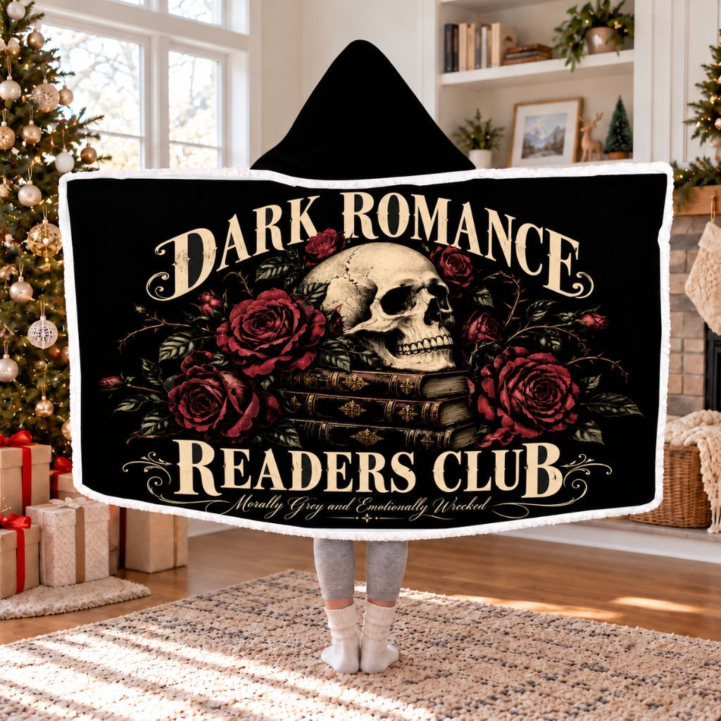Dark Romance Readers Club Sherpa Hooded Blanket | Dark Romance Reader Gift White