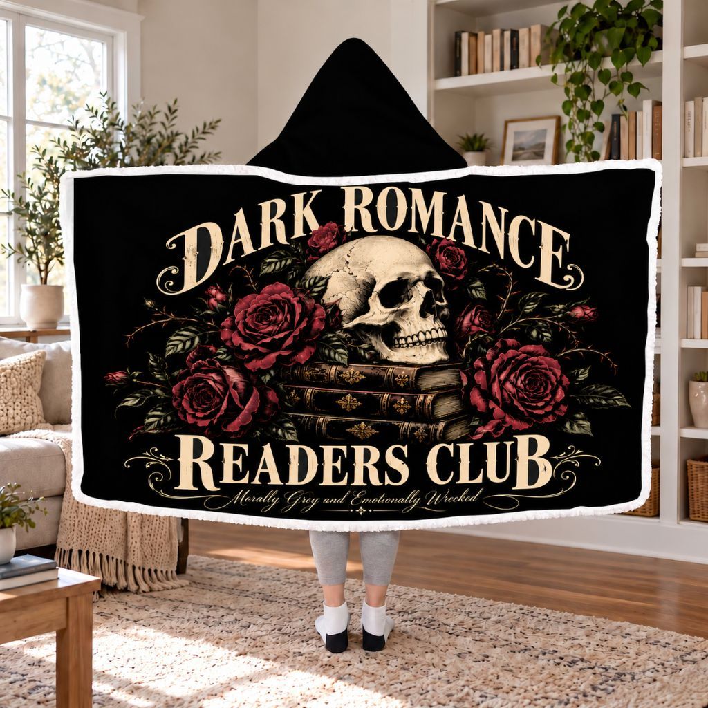 Dark Romance Readers Club Sherpa Hooded Blanket | Dark Romance Reader Gift White