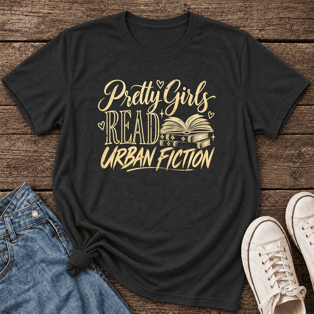 Pretty Girls Read Urban Fiction Ultra-Soft Cotton T-Shirt | Book Lover Gift Black Heather