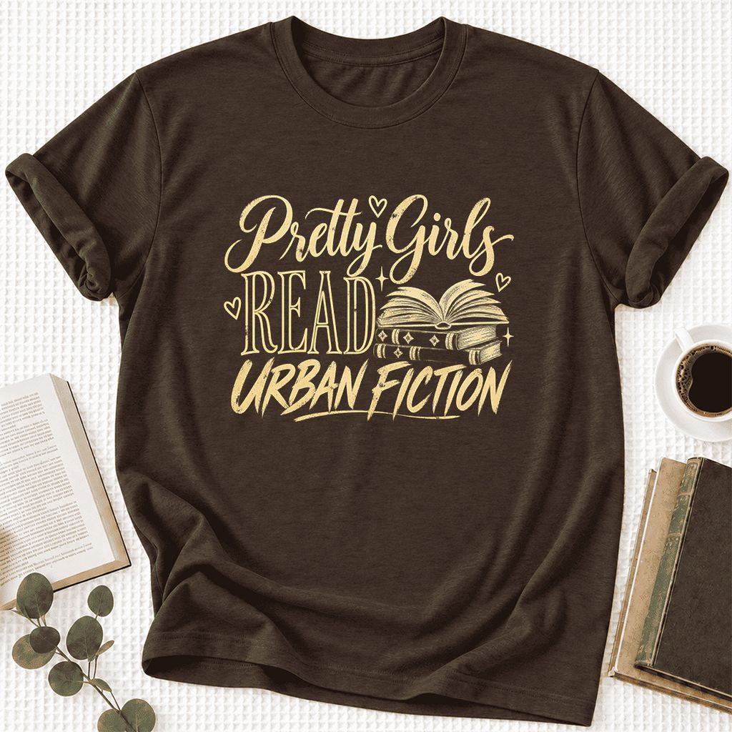 Pretty Girls Read Urban Fiction Ultra-Soft Cotton T-Shirt | Book Lover Gift Brown