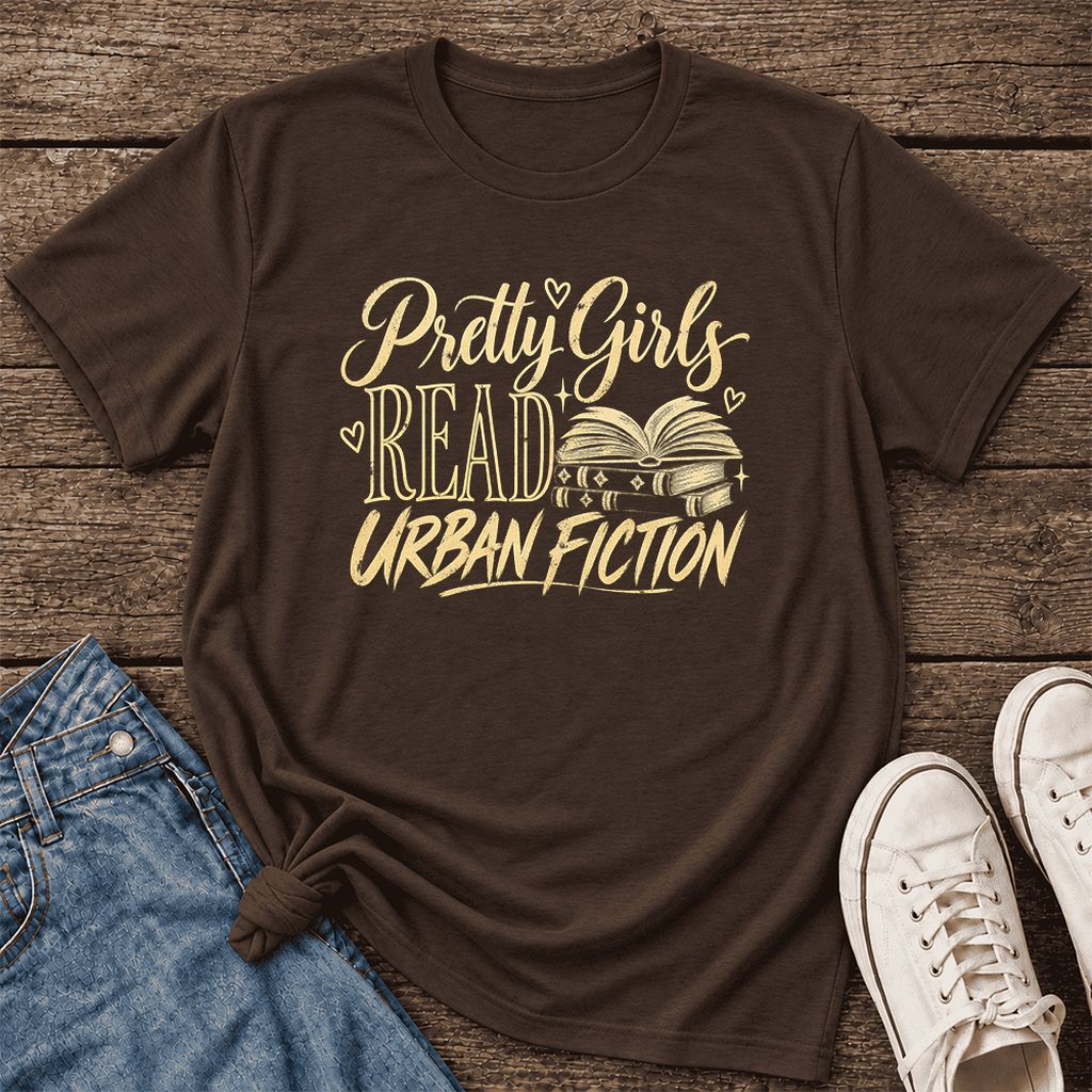 Pretty Girls Read Urban Fiction Ultra-Soft Cotton T-Shirt | Book Lover Gift Brown