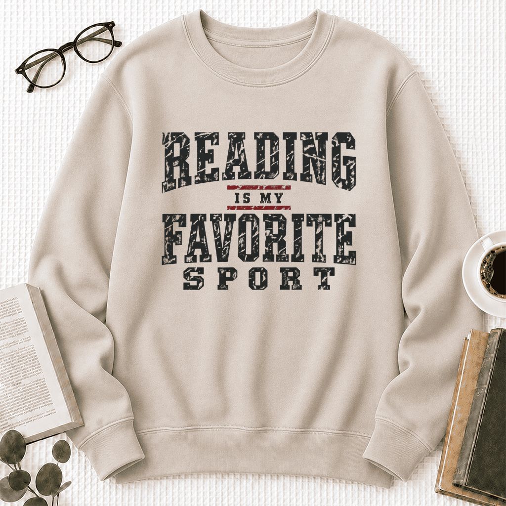 Reading Is My Favorite Sport Crewneck Sweatshirt | Book Lover Gift Sand