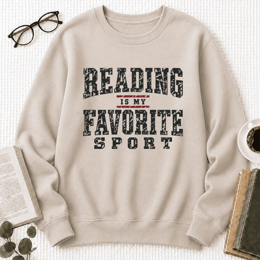 Reading Is My Favorite Sport Crewneck Sweatshirt | Book Lover Gift Sand