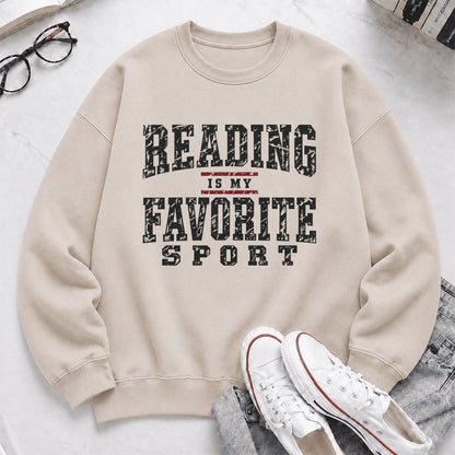 Reading Is My Favorite Sport Crewneck Sweatshirt | Book Lover Gift Sand