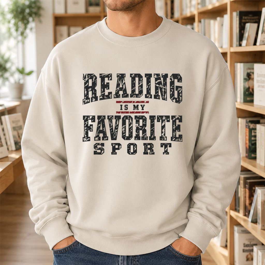 Reading Is My Favorite Sport Crewneck Sweatshirt | Book Lover Gift Sand