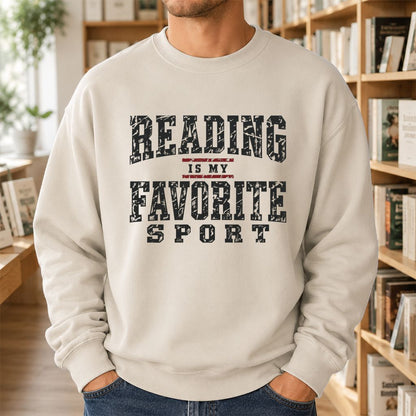 Reading Is My Favorite Sport Crewneck Sweatshirt | Book Lover Gift Sand