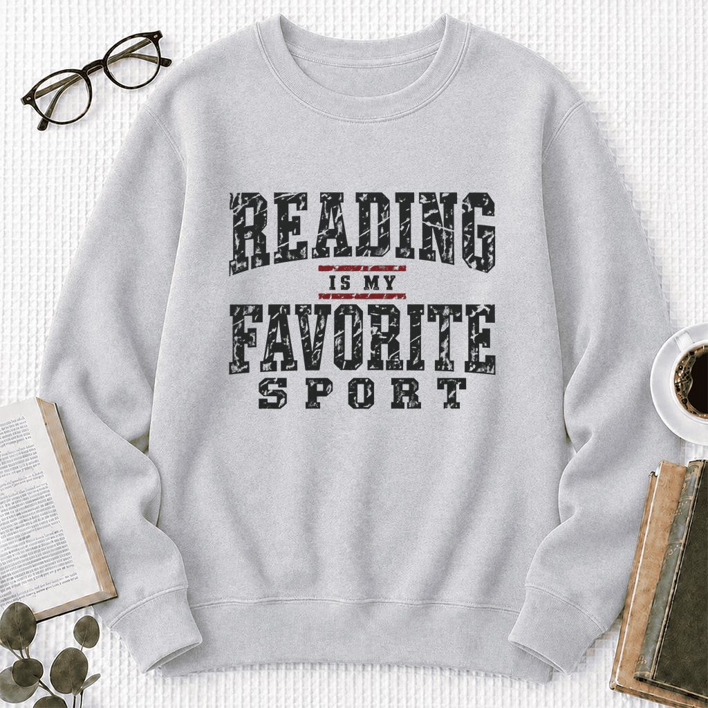 Reading Is My Favorite Sport Crewneck Sweatshirt | Book Lover Gift Sport Grey