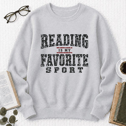 Reading Is My Favorite Sport Crewneck Sweatshirt | Book Lover Gift Sport Grey