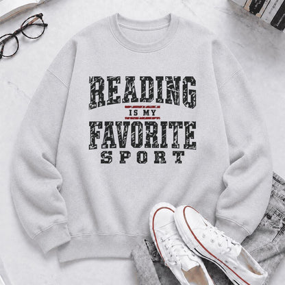 Reading Is My Favorite Sport Crewneck Sweatshirt | Book Lover Gift Sport Grey