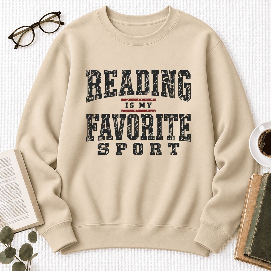 Reading Is My Favorite Sport Softstyle Sweatshirt | Book Lover Gift Sand