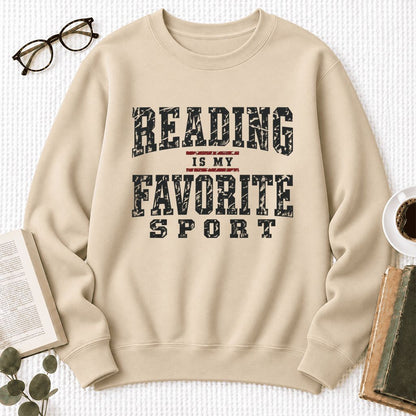 Reading Is My Favorite Sport Softstyle Sweatshirt | Book Lover Gift Sand