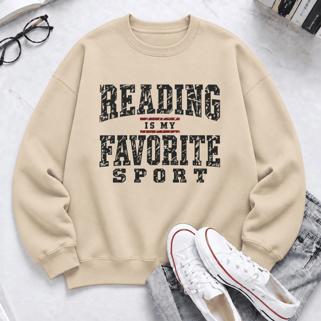 Reading Is My Favorite Sport Softstyle Sweatshirt | Book Lover Gift Sand