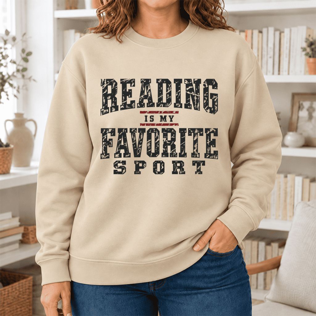 Reading Is My Favorite Sport Softstyle Sweatshirt | Book Lover Gift Sand