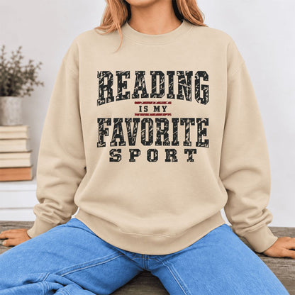 Reading Is My Favorite Sport Softstyle Sweatshirt | Book Lover Gift Sand