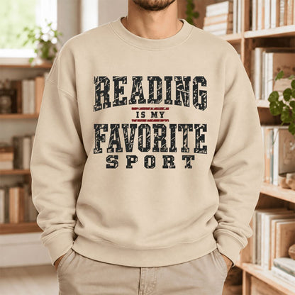 Reading Is My Favorite Sport Softstyle Sweatshirt | Book Lover Gift Sand