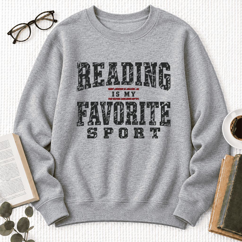 Reading Is My Favorite Sport Softstyle Sweatshirt | Book Lover Gift Sport Grey