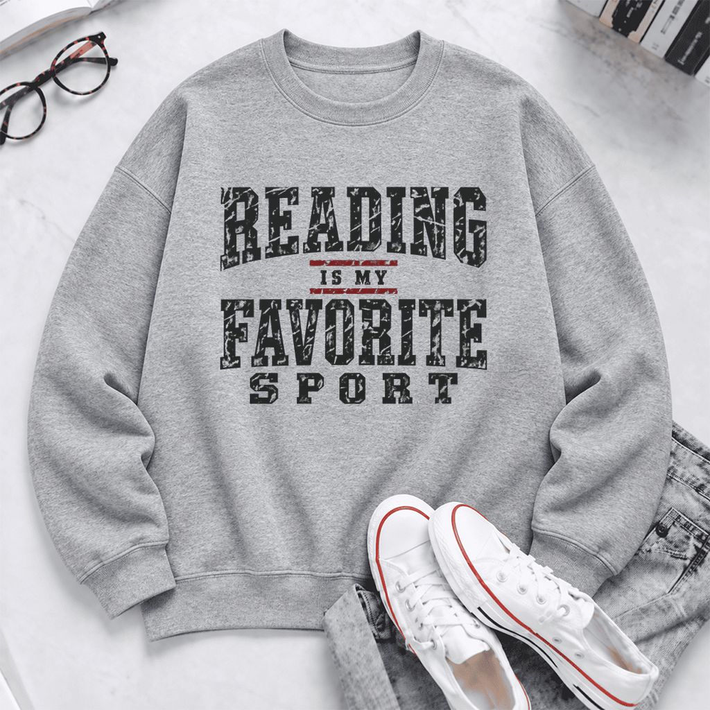 Reading Is My Favorite Sport Softstyle Sweatshirt | Book Lover Gift Sport Grey