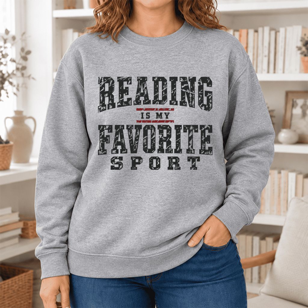 Reading Is My Favorite Sport Softstyle Sweatshirt | Book Lover Gift Sport Grey