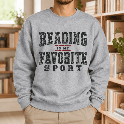 Reading Is My Favorite Sport Softstyle Sweatshirt | Book Lover Gift Sport Grey