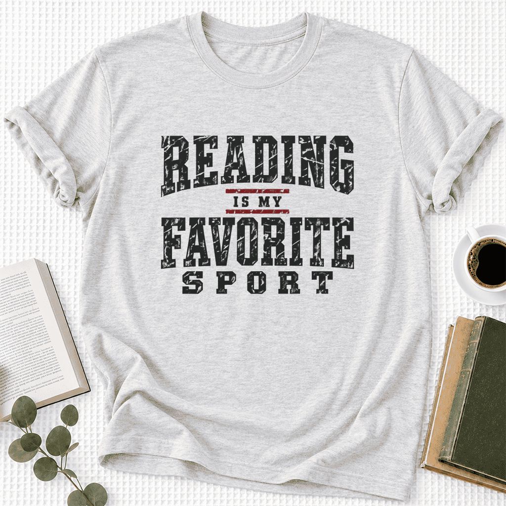 Reading Is My Favorite Sport Ultra-Soft Cotton T-Shirt | Book Lover Gift Ash