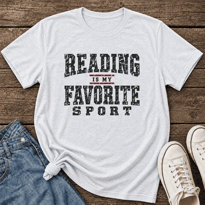 Reading Is My Favorite Sport Ultra-Soft Cotton T-Shirt | Book Lover Gift Ash