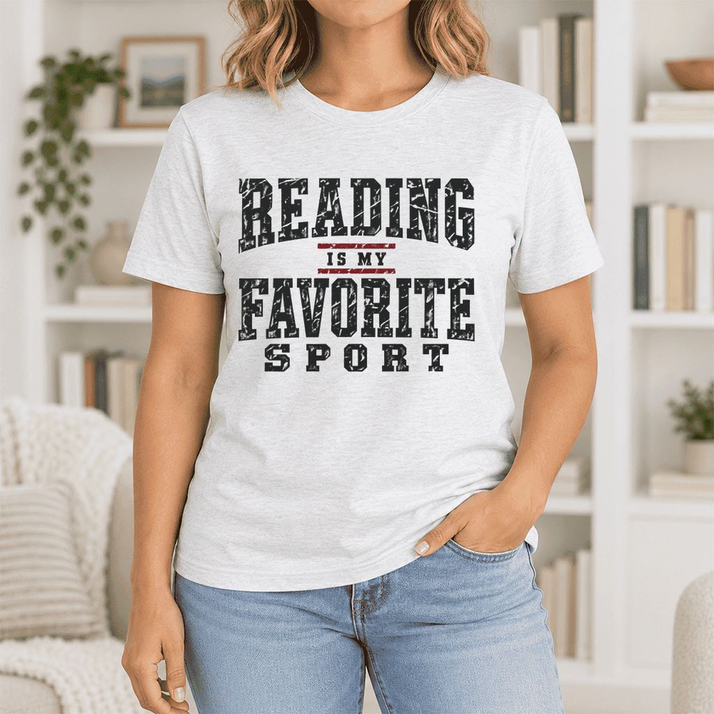 Reading Is My Favorite Sport Ultra-Soft Cotton T-Shirt | Book Lover Gift Ash
