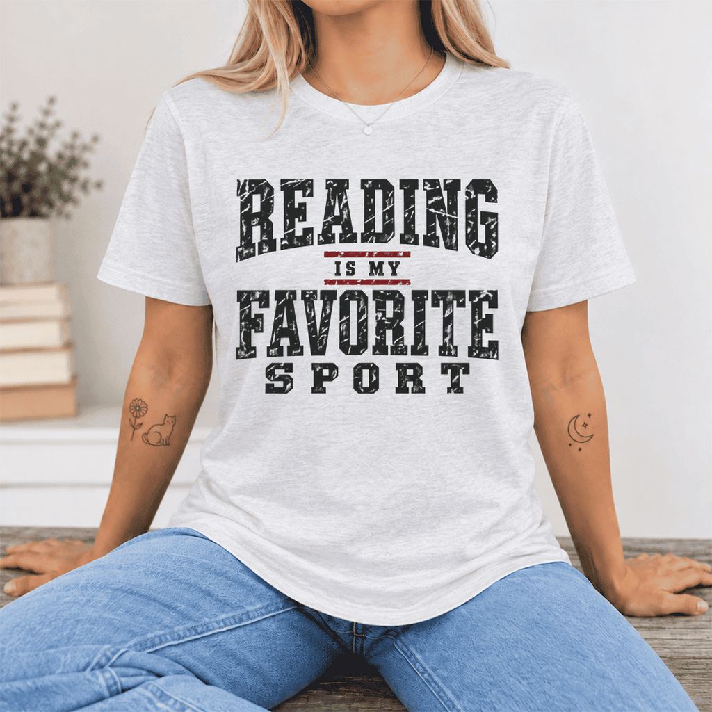 Reading Is My Favorite Sport Ultra-Soft Cotton T-Shirt | Book Lover Gift Ash